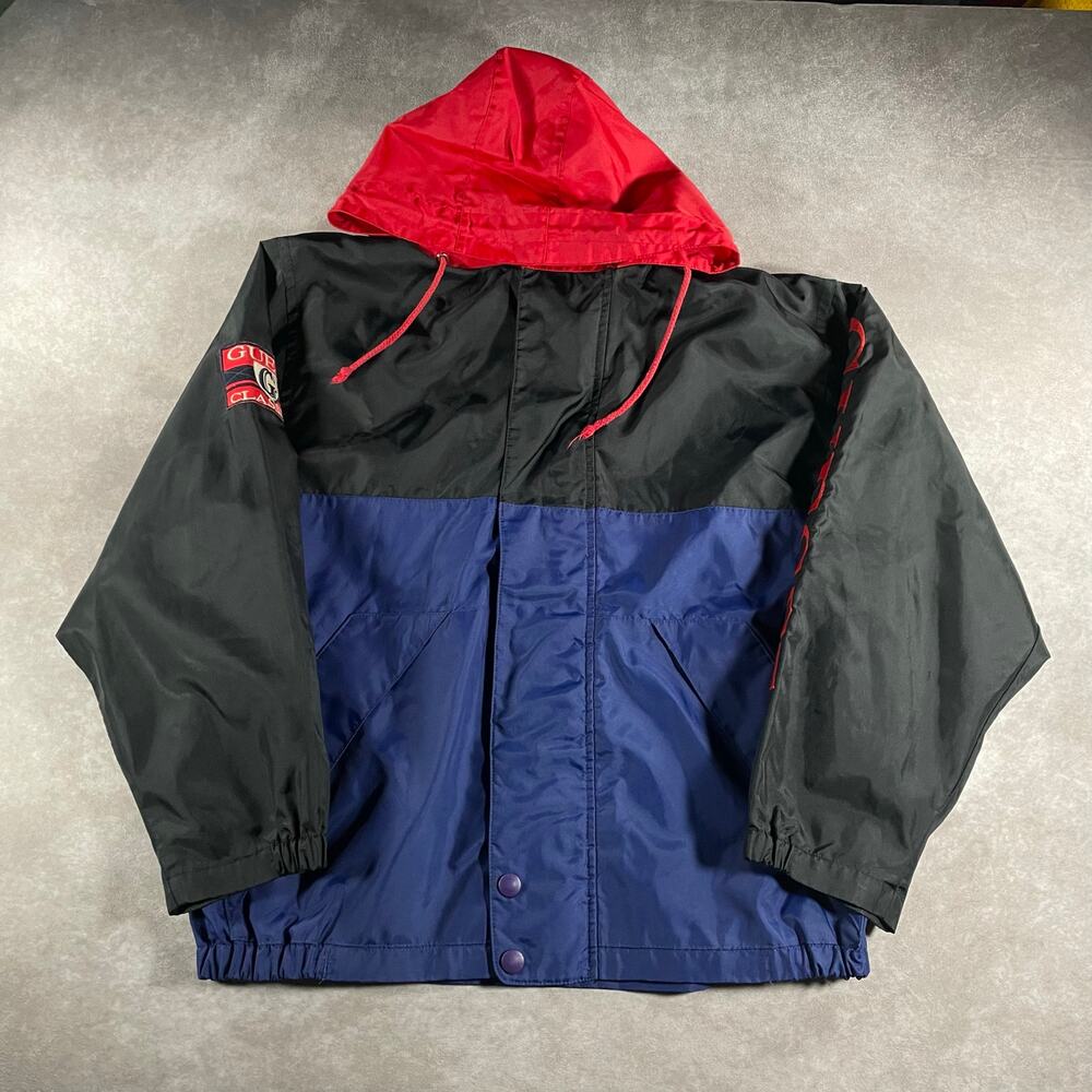 90’s VTG Guess Classic Nylon Black Red And Blue Pullover Windbreaker